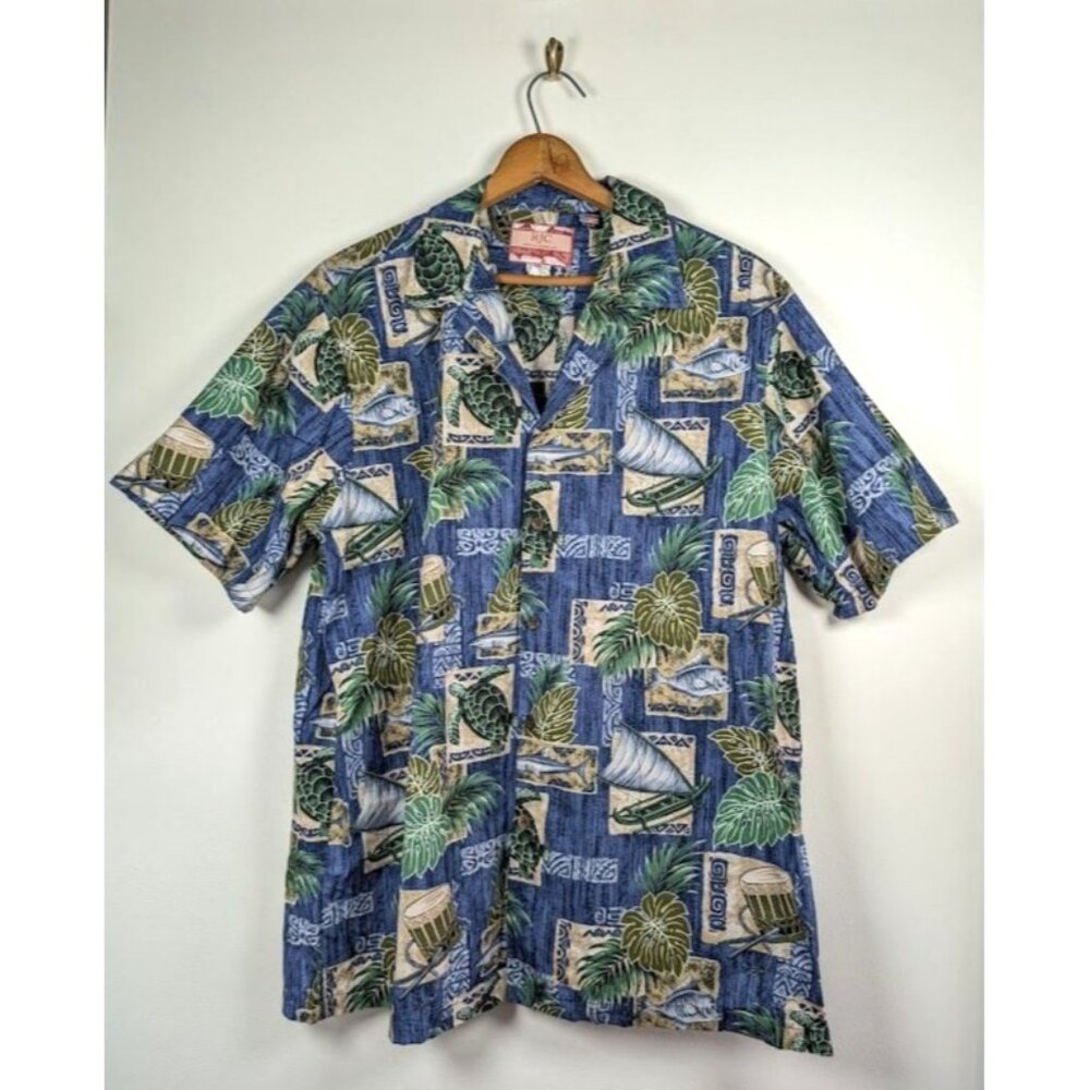 Vintage RJC Shirt Size XL Hawaiian Islands Resort Travel Turtle Fish‎ USA Aloha